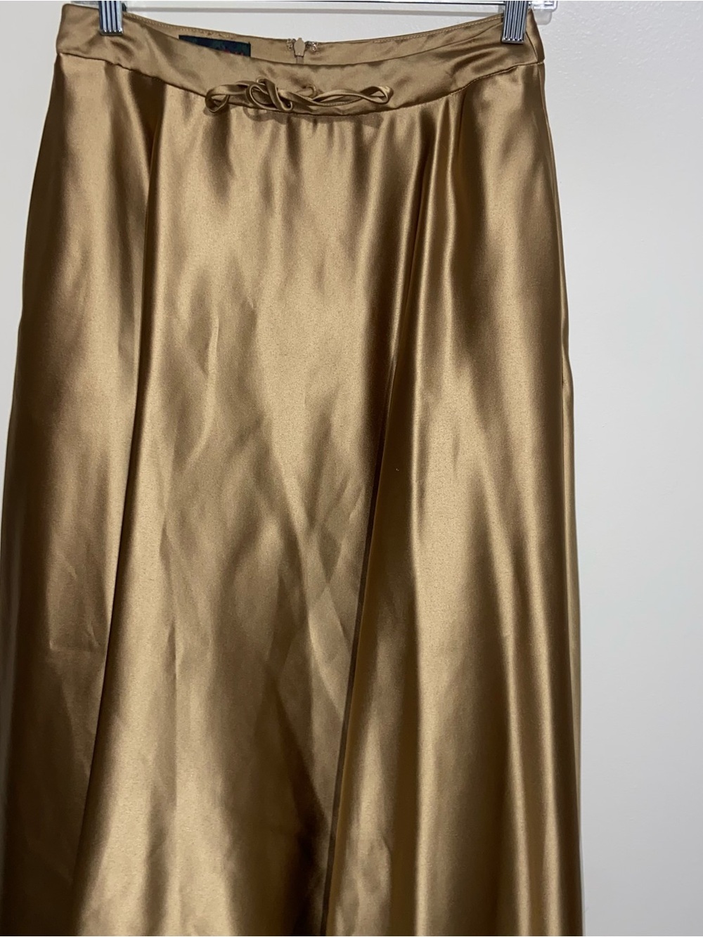 Vintage Ralph Lauren Skirt Womens Small Gold Satin Maxi Evening Formal Holiday - Picture 3 of 13